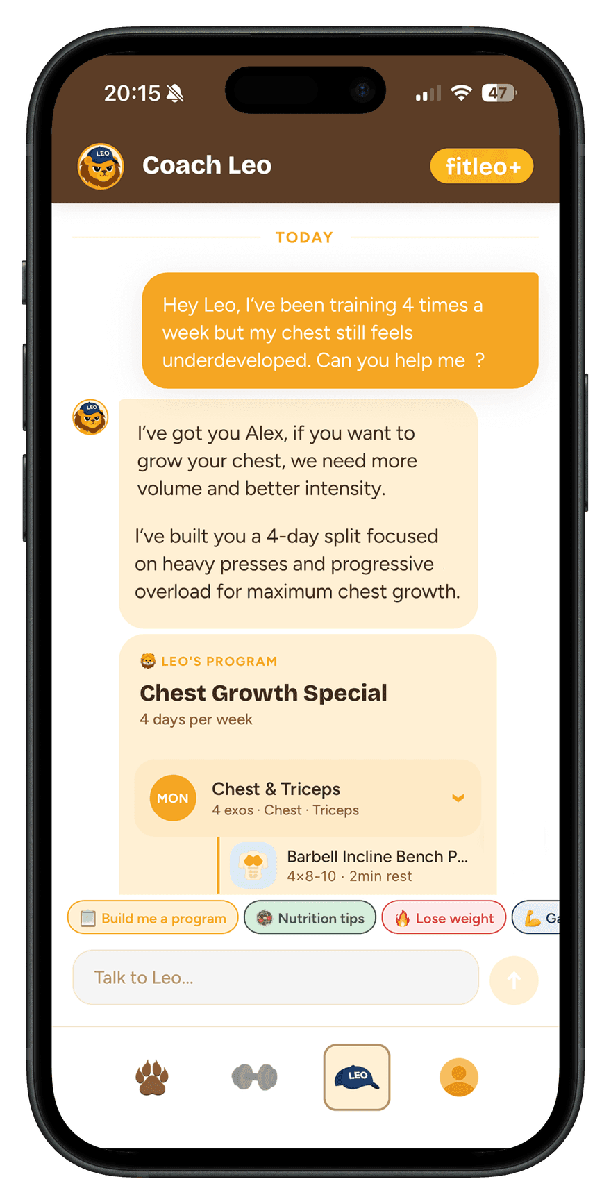 Chat with Leo preparing the workout